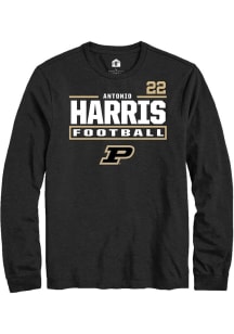 Antonio Harris  Purdue Boilermakers Black Rally Football NIL Stacked Box Long Sleeve T Shirt