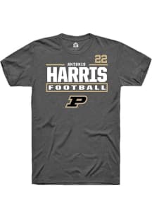 Antonio Harris  Purdue Boilermakers Grey Rally Football NIL Stacked Box Short Sleeve T Shirt