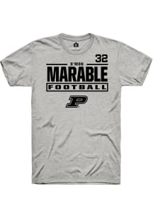 D’Mon Marable  Purdue Boilermakers Ash Rally Football NIL Stacked Box Short Sleeve T Shirt