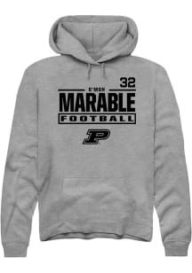 D’Mon Marable  Rally Purdue Boilermakers Mens Graphite Football NIL Stacked Box Long Sleeve Hoodie