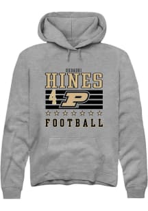 Hudauri Hines  Rally Purdue Boilermakers Mens Grey Football NIL Striped Long Sleeve Hoodie