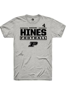 Hudauri Hines  Purdue Boilermakers Ash Rally Football NIL Stacked Box Short Sleeve T Shirt