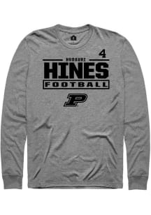 Hudauri Hines  Purdue Boilermakers Graphite Rally Football NIL Stacked Box Long Sleeve T Shirt