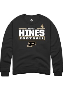 Hudauri Hines  Rally Purdue Boilermakers Mens Black Football NIL Stacked Box Long Sleeve Crew Swea..
