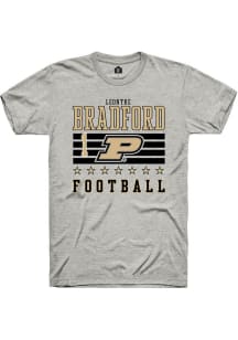 LeonTre Bradford  Purdue Boilermakers Ash Rally Football NIL Striped Short Sleeve T Shirt