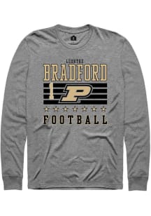 LeonTre Bradford  Purdue Boilermakers Grey Rally Football NIL Striped Long Sleeve T Shirt