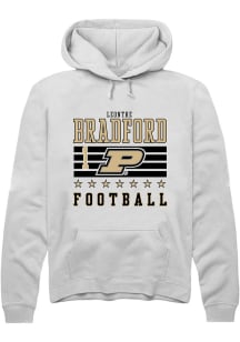LeonTre Bradford  Rally Purdue Boilermakers Mens White Football NIL Striped Long Sleeve Hoodie