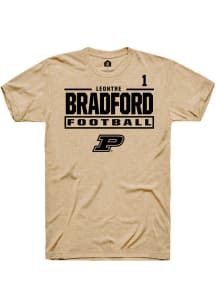 LeonTre Bradford  Purdue Boilermakers Tan Rally Football NIL Stacked Box Short Sleeve T Shirt