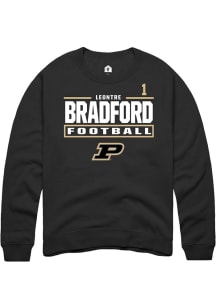 LeonTre Bradford  Rally Purdue Boilermakers Mens Black Football NIL Stacked Box Long Sleeve Crew S..