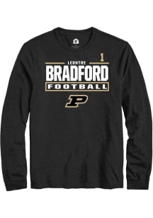 LeonTre Bradford  Purdue Boilermakers Black Rally Football NIL Stacked Box Long Sleeve T Shirt