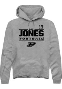 Luke Jones  Rally Purdue Boilermakers Mens Graphite Football NIL Stacked Box Long Sleeve Hoodie