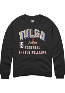 Ashton Williams  Rally Tulsa Golden Hurricane Mens Black Football NIL Arch Logo Long Sleeve Crew S..