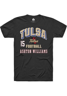 Ashton Williams  Tulsa Golden Hurricane Black Rally Football NIL Arch Logo Short Sleeve T Shirt