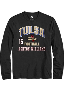 Ashton Williams  Tulsa Golden Hurricane Black Rally Football NIL Arch Logo Long Sleeve T Shirt