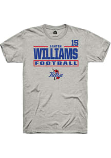 Ashton Williams  Tulsa Golden Hurricane Ash Rally Football NIL Stacked Box Short Sleeve T Shirt