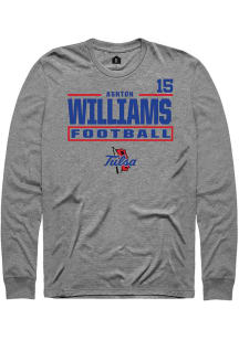 Ashton Williams  Tulsa Golden Hurricane Graphite Rally Football NIL Stacked Box Long Sleeve T Shir..
