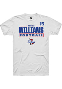 Ashton Williams  Tulsa Golden Hurricane White Rally Football NIL Stacked Box Short Sleeve T Shirt