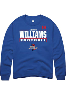 Ashton Williams  Rally Tulsa Golden Hurricane Mens Blue Football NIL Stacked Box Long Sleeve Crew..