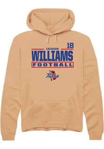 Zachaun Williams  Rally Tulsa Golden Hurricane Mens Gold Football NIL Stacked Box Long Sleeve Hood..