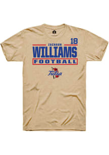 Zachaun Williams  Tulsa Golden Hurricane Tan Rally Football NIL Stacked Box Short Sleeve T Shirt