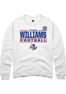 Zachaun Williams  Rally Tulsa Golden Hurricane Mens White Football NIL Stacked Box Long Sleeve Cre..