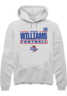 Zachaun Williams  Rally Tulsa Golden Hurricane Mens White Football NIL Stacked Box Long Sleeve Hoo..