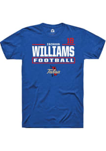 Zachaun Williams  Tulsa Golden Hurricane Blue Rally Football NIL Stacked Box Short Sleeve T Shirt