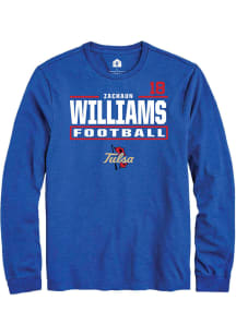 Zachaun Williams  Tulsa Golden Hurricane Blue Rally Football NIL Stacked Box Long Sleeve T Shirt