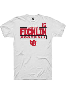 Jamarian Ficklin  Utah Utes White Rally Football NIL Stacked Box Short Sleeve T Shirt