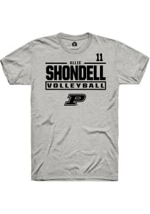 Allie Shondell  Purdue Boilermakers Ash Rally NIL Stacked Box Short Sleeve T Shirt