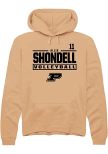 Allie Shondell  Rally Purdue Boilermakers Mens Gold NIL Stacked Box Long Sleeve Hoodie