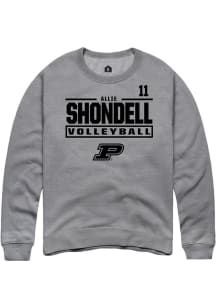 Allie Shondell  Rally Purdue Boilermakers Mens Graphite NIL Stacked Box Long Sleeve Crew Sweatshir..