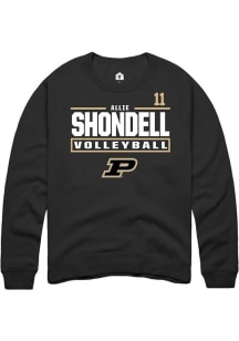 Allie Shondell  Rally Purdue Boilermakers Mens Black NIL Stacked Box Long Sleeve Crew Sweatshirt
