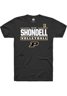 Allie Shondell  Purdue Boilermakers Black Rally NIL Stacked Box Short Sleeve T Shirt