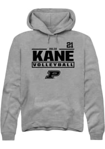 Julia Kane  Rally Purdue Boilermakers Mens Graphite NIL Stacked Box Long Sleeve Hoodie