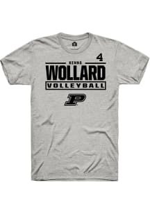 Kenna Wollard  Purdue Boilermakers Ash Rally NIL Stacked Box Short Sleeve T Shirt
