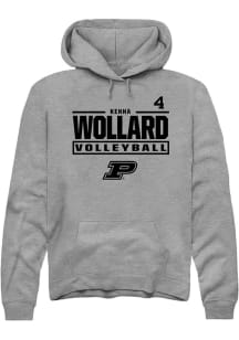 Kenna Wollard  Rally Purdue Boilermakers Mens Graphite NIL Stacked Box Long Sleeve Hoodie