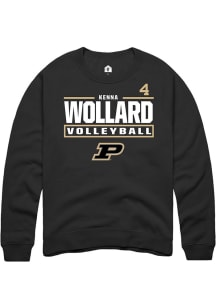 Kenna Wollard  Rally Purdue Boilermakers Mens Black NIL Stacked Box Long Sleeve Crew Sweatshirt