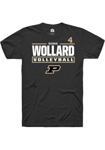 Kenna Wollard  Purdue Boilermakers Black Rally NIL Stacked Box Short Sleeve T Shirt