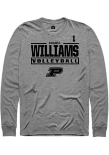 Rachel Williams  Purdue Boilermakers Graphite Rally NIL Stacked Box Long Sleeve T Shirt