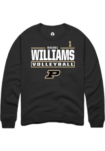 Rachel Williams  Rally Purdue Boilermakers Mens Black NIL Stacked Box Long Sleeve Crew Sweatshirt