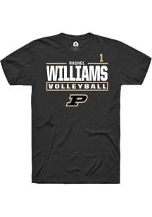 Rachel Williams  Purdue Boilermakers Black Rally NIL Stacked Box Short Sleeve T Shirt