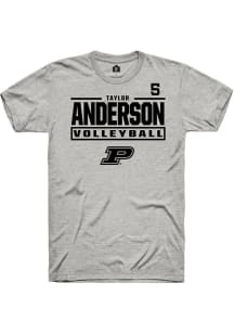 Taylor Anderson  Purdue Boilermakers Ash Rally NIL Stacked Box Short Sleeve T Shirt