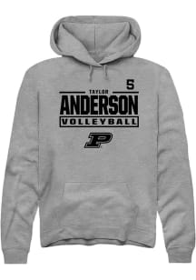 Taylor Anderson  Rally Purdue Boilermakers Mens Graphite NIL Stacked Box Long Sleeve Hoodie