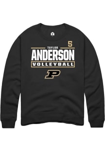 Taylor Anderson  Rally Purdue Boilermakers Mens Black NIL Stacked Box Long Sleeve Crew Sweatshirt