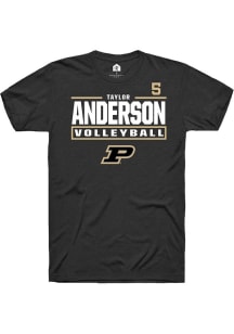 Taylor Anderson  Purdue Boilermakers Black Rally NIL Stacked Box Short Sleeve T Shirt