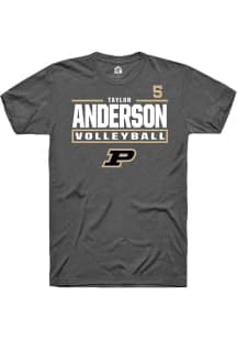 Taylor Anderson  Purdue Boilermakers Grey Rally NIL Stacked Box Short Sleeve T Shirt