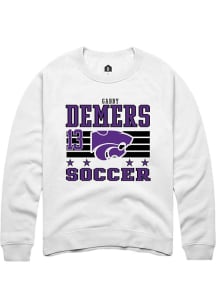 Gabby DeMers  Rally K-State Wildcats Mens White NIL Striped Long Sleeve Crew Sweatshirt