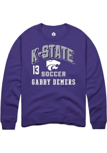 Gabby DeMers  Rally K-State Wildcats Mens Purple NIL Arch Logo Long Sleeve Crew Sweatshirt