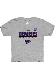 Gabby DeMers  Rally K-State Wildcats Youth Grey NIL Stacked Box Short Sleeve T-Shirt